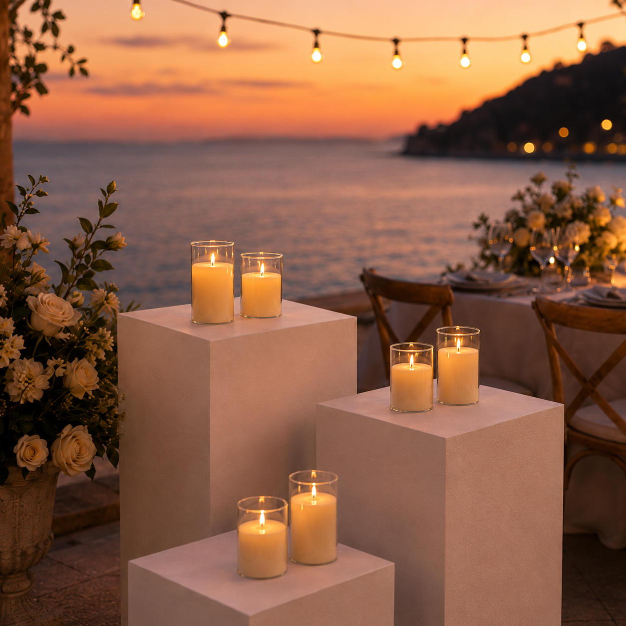 Clear Glass Real Wax Flameless Candles with Timer - Set of 3