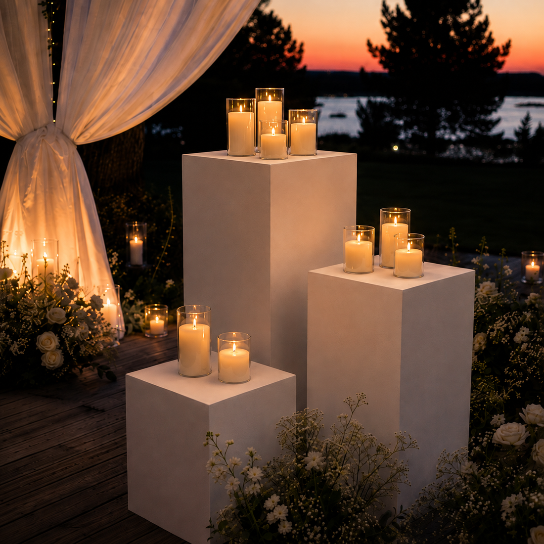 Clear Glass Real Wax Flameless Candles with Timer - Set of 3